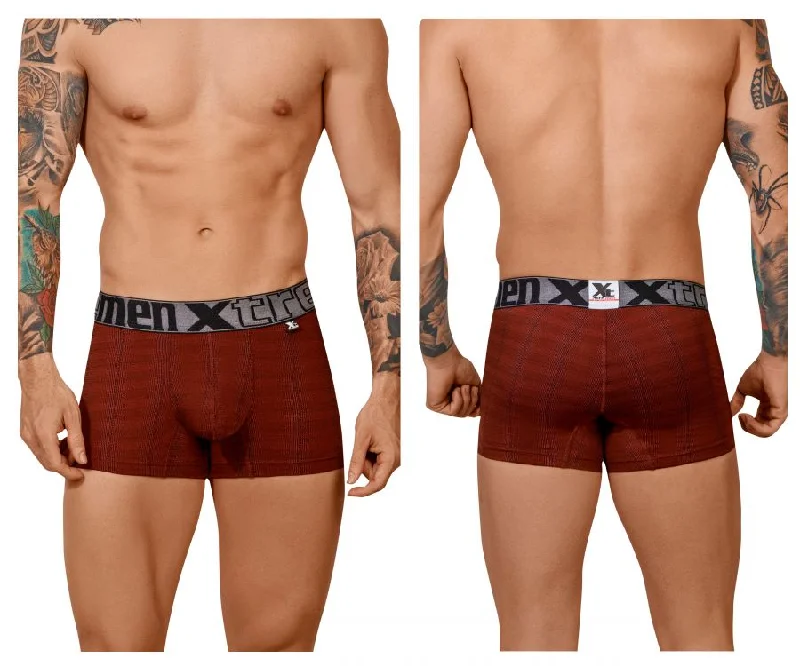 Athletic - style men's boxer briefs for active lifestylesXtremen 51451C Geometric Jacquard Trunk Color Red