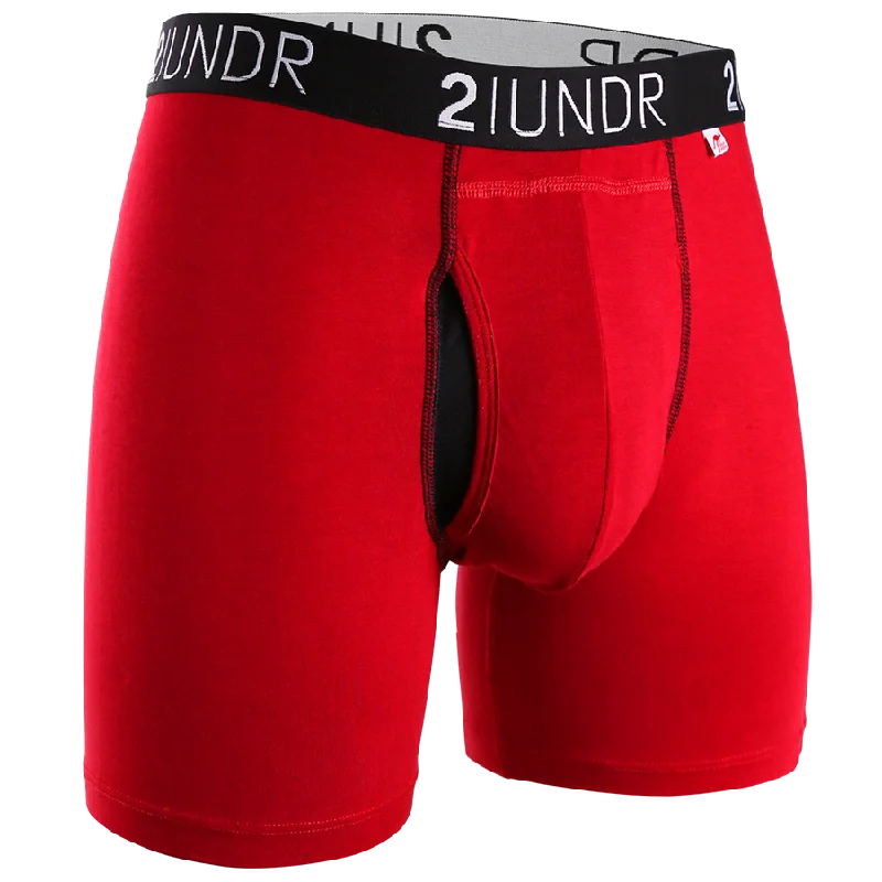 Athletic - style men's boxer briefs for active lifestylesSwing Shift 6" Boxer Brief - Red/Red