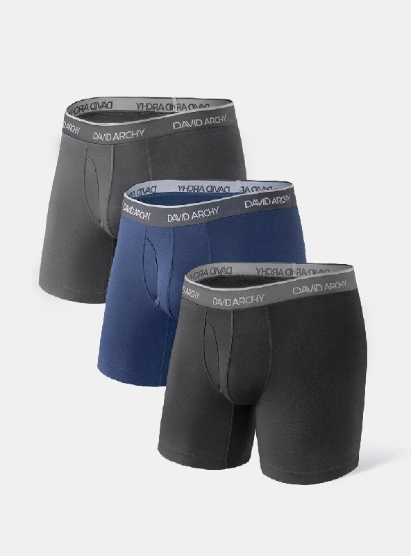 Mesh - paneled men's boxer briefs for ventilation3 Packs Comfy Bamboo Rayon Boxer Briefs