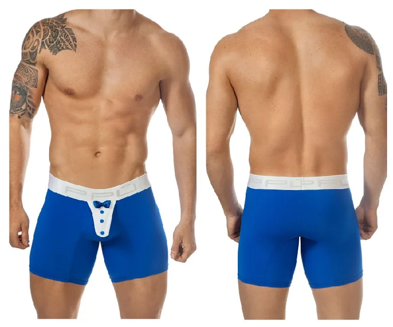 Designer men's boxer briefs with a premium lookPPU 1325 Tuxedo Boxer Briefs Color Blue