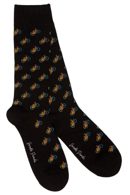 No - show men's socks for wearing with loafersBlack Bicycle Bamboo Socks