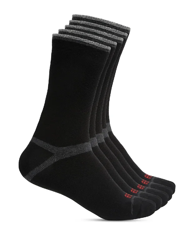 Sheer men's socks for a delicate appearanceMen's Black Fashion Crew length Terry Socks -Pack of 5