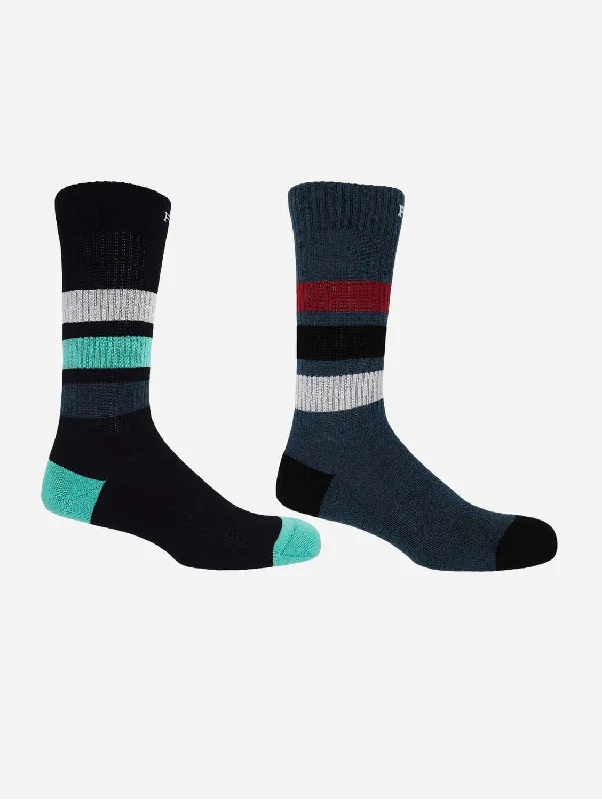 Dress men's socks for business and formal wearStriped Organic Men's Sport Socks Bundle - Black & Navy