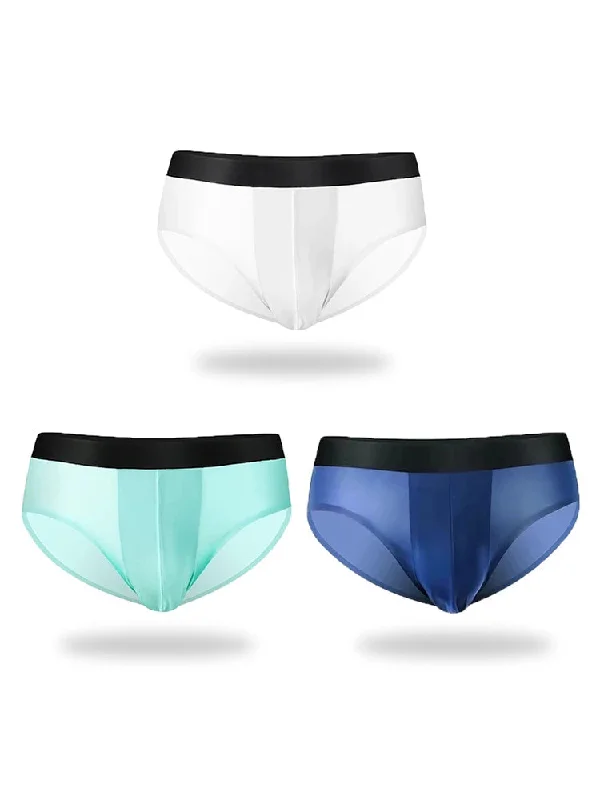 Antimicrobial men's briefs for hygiene3 Pack Double Layer Silk Snug-fit Men's Underwear