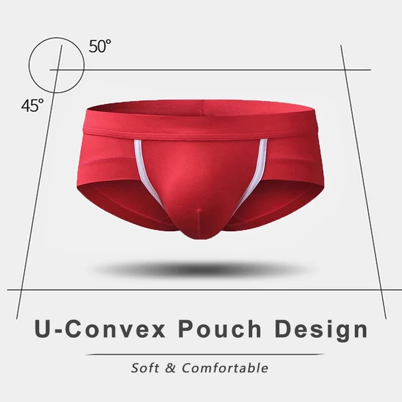 Seamless men's briefs for a smooth look under clothes4 Pack Modal Breathable Underwear U Convex Pouch Briefs