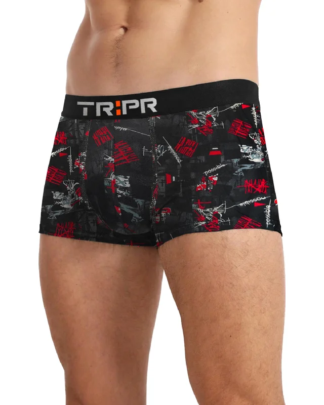 Low - rise men's trunks for a trendy lookMen Printed Trunk / Black