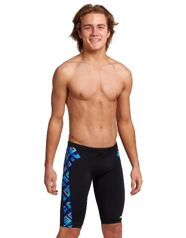 Tag - less men's trunks for irritation - free comfortBoys Blue Bunkers Swim Training Jammer - Black