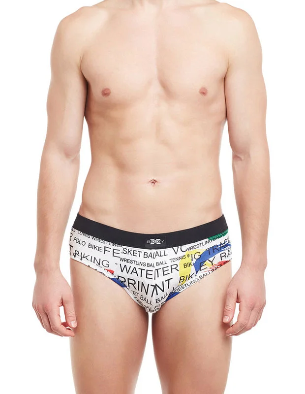 Antimicrobial men's briefs for hygieneBody X Printed Briefs-BX06B White Print