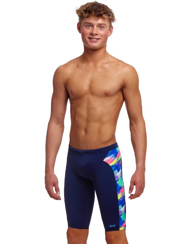 Cotton men's trunks for a comfortable fitBoys Streaky Strokes Swim Training Jammer - Blue