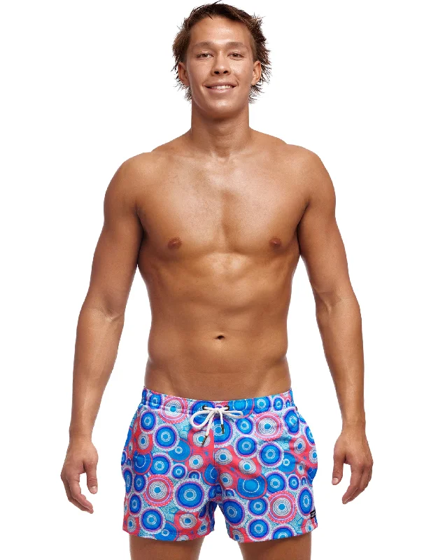 Men's trunks with a contoured pouch designBundjalung Blue Shorty Swim Shorts - Blue/Pink