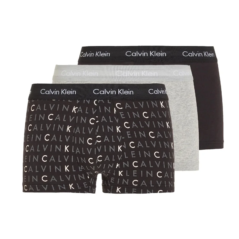 Athletic - grade men's trunks for sportsCalvin Klein Cotton Stretch Low Rise Trunks 3 Pack - Black / Grey