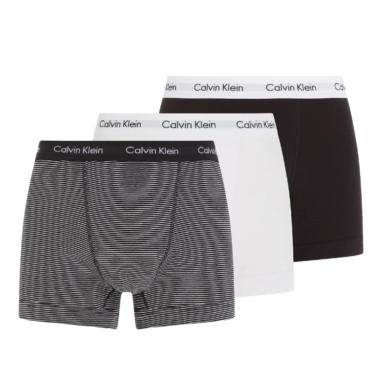 Men's trunks with a wide elastic waistbandCalvin Klein Cotton Stretch Trunks 3 Pack - Black / White