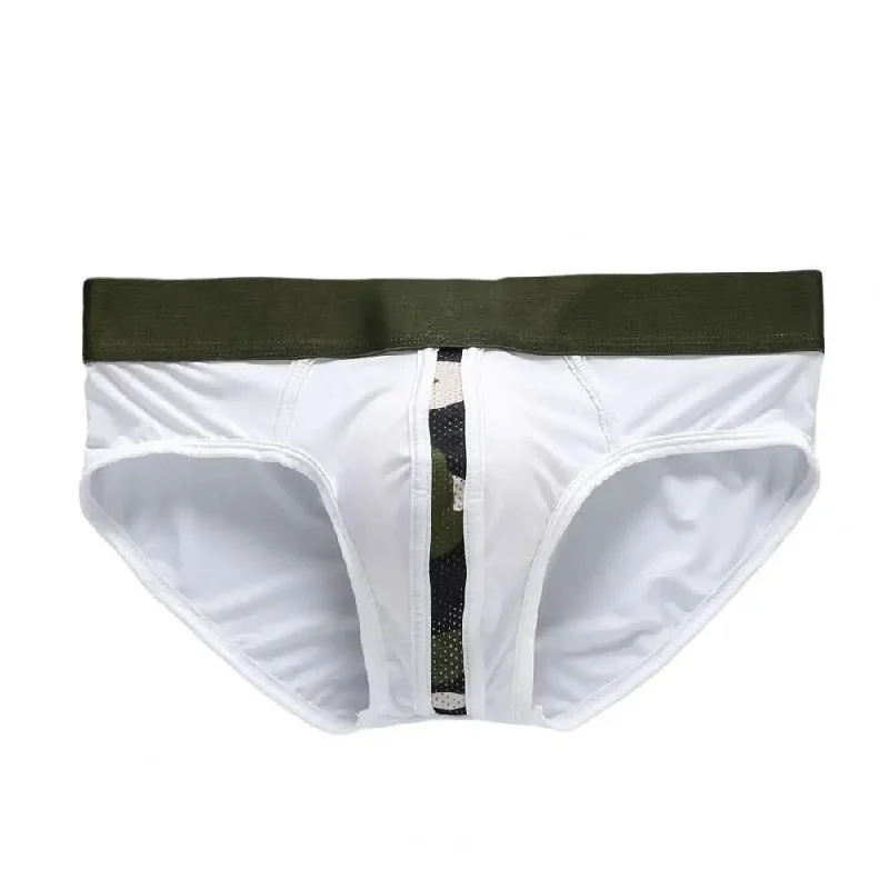 Men's briefs with a wide waistband for comfortCamo-Stripe Silk Briefs