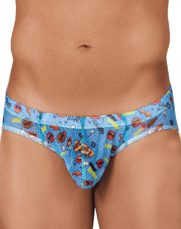 Patterned men's briefs with unique printsClever 0608-1 Motivation Briefs Blue