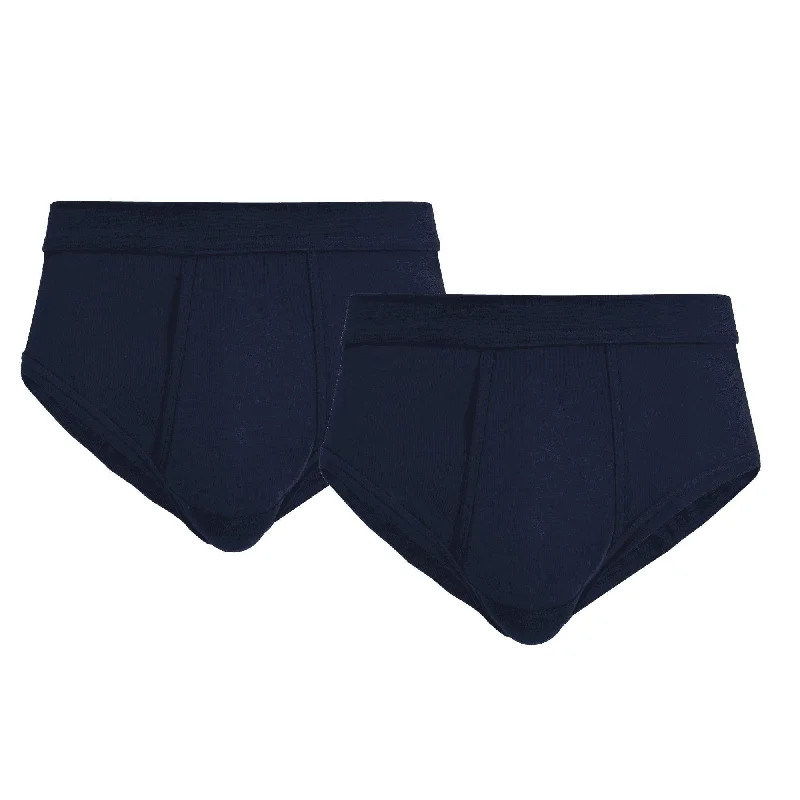 Soft cotton men's briefs for ultimate comfortGötzburg 2 Pack Classic Fly Front Brief - Medium Blue