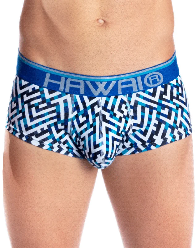 Mesh - back men's trunks for ventilationHawai 42135 Geometric Mini Trunks Blue