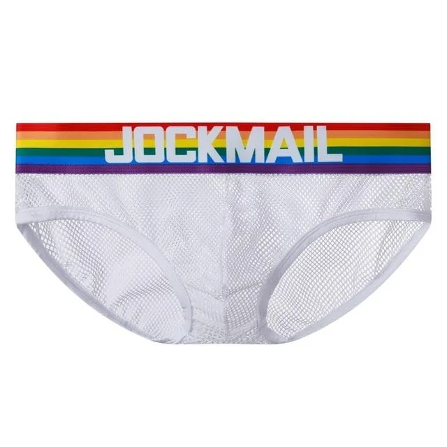 Low - cut men's briefs for a discreet appearanceJockmail Rainbow Band Mesh Briefs