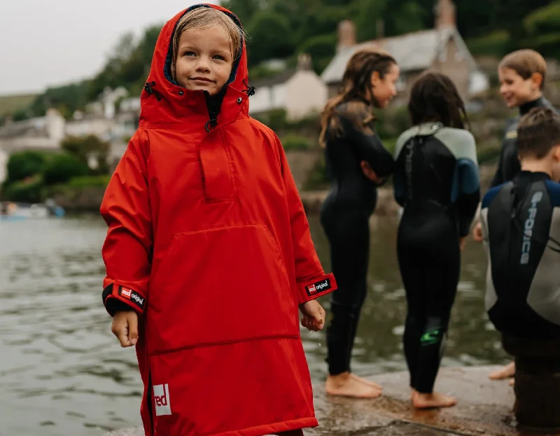 Water - resistant men's robes for post - shower useKids Dry Poncho - Red