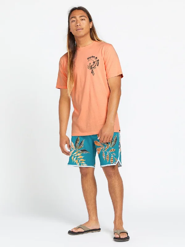 Organic men's trunks for an eco - conscious optionLido Print Scallop Mod-Tech Trunks - Ocean Teal