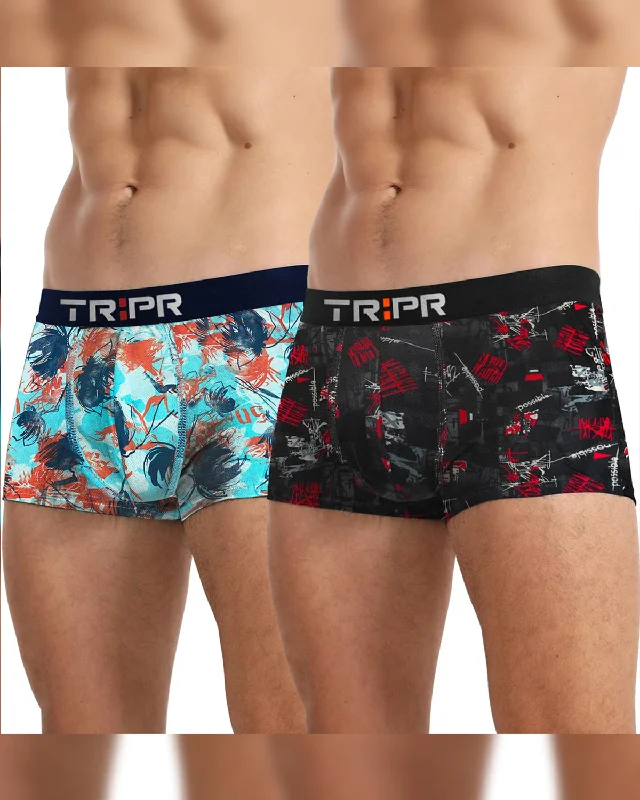 Moisture - wicking men's trunks for active use(Pack Of 2) Mens Printed Trunks / Multicolor