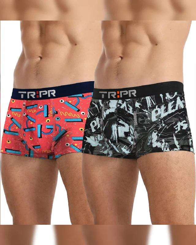 Low - rise men's trunks for a trendy look(Pack Of 2) Mens Printed Trunks / Multicolor