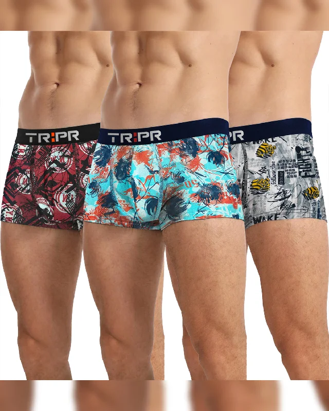 Organic men's trunks for an eco - conscious option(Pack Of 3) Mens Multicolor Printed Trunks