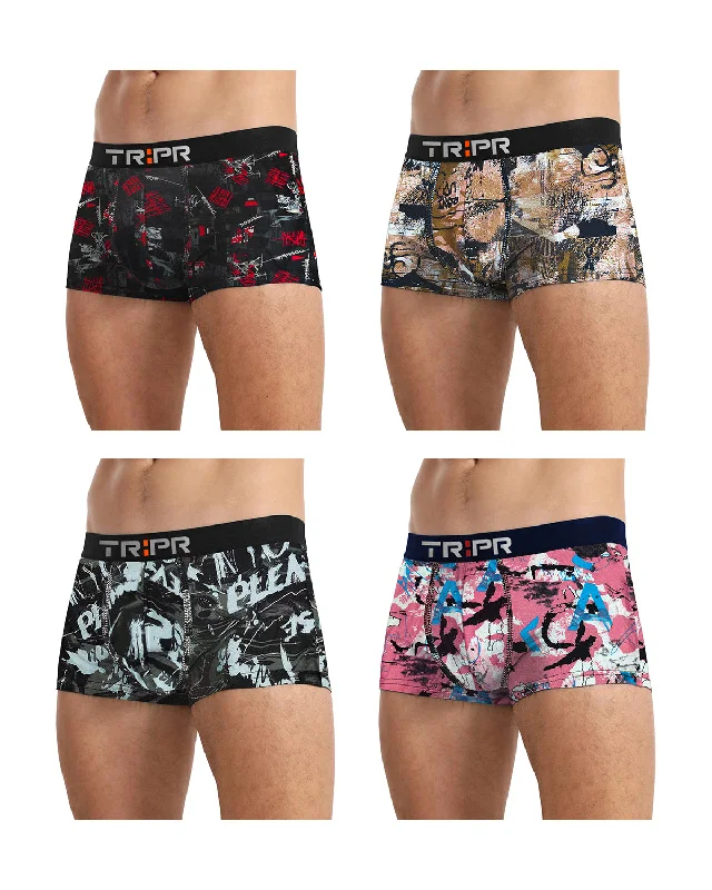 Breathable men's trunks for all - day wear(Pack Of 4) Mens Printed Trunks For / Multicolor