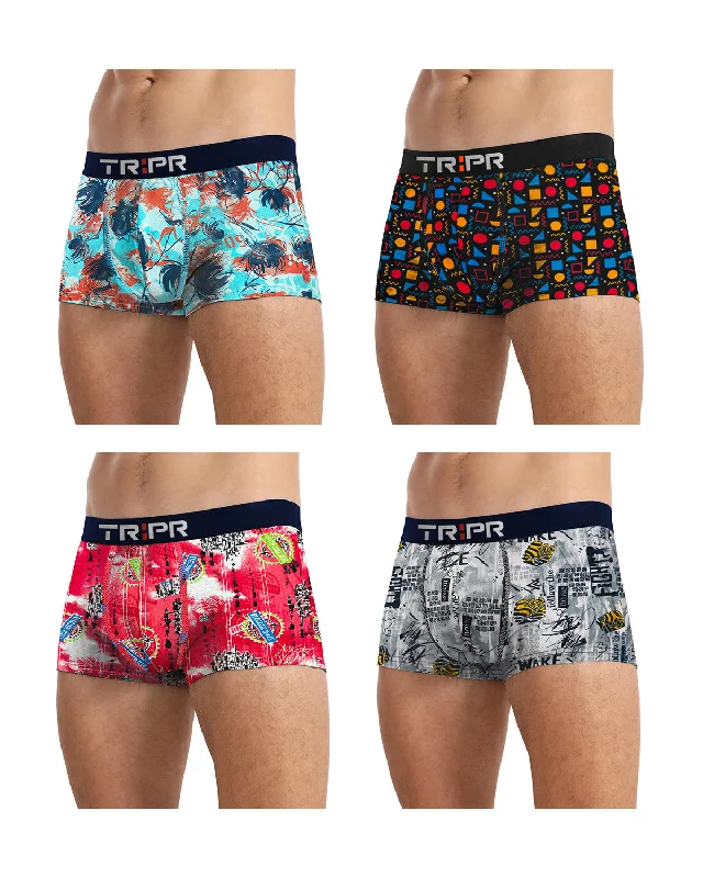 Organic men's trunks for an eco - conscious option(Pack Of 4) Mens Printed Trunks For / Multicolor