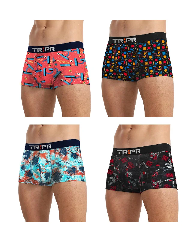 Cotton men's trunks for a comfortable fit(Pack Of 4) Mens Printed Trunks For / Multicolor