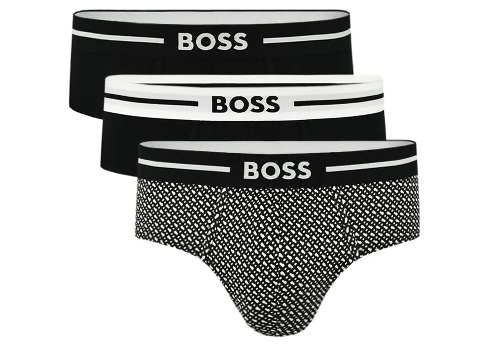 Bright - colored men's briefs for a bold statementBOSS Men's 3 Pack Bold Hip Briefs - Black Assortment