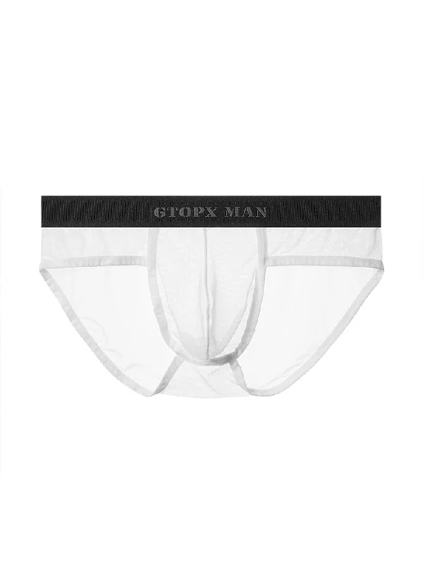 Men's briefs with a supportive pouch designMen's Ice Silk Transparent Full Mesh Thin Style Briefs