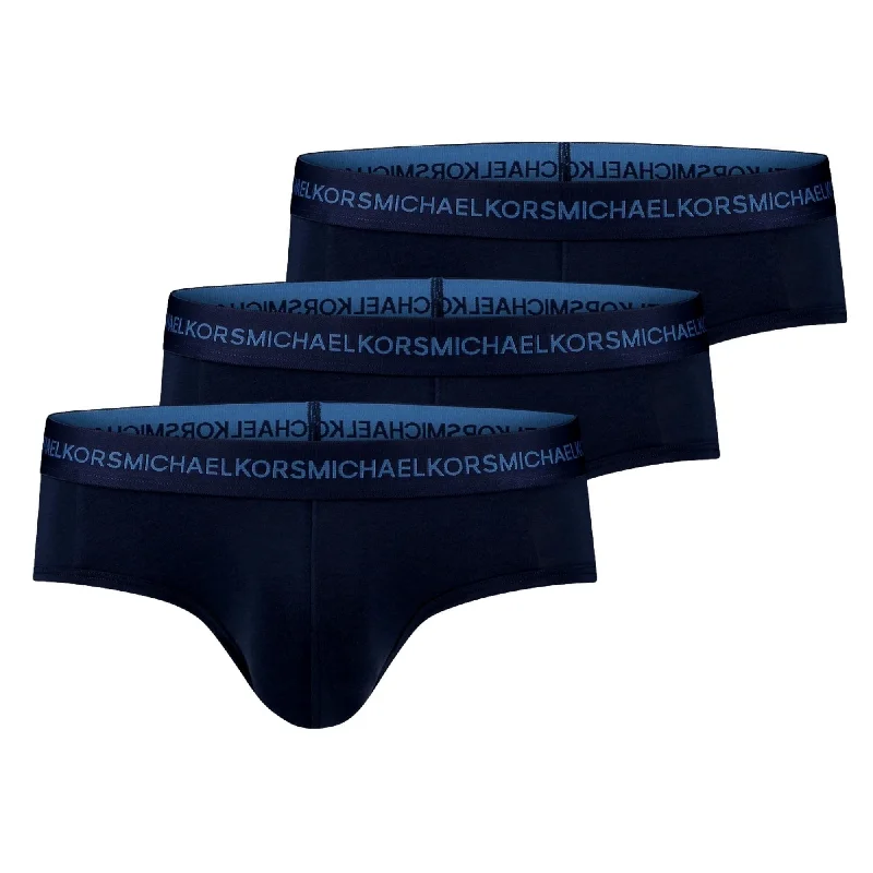 Men's briefs with a double - layer pouch for extra protectionMichael Kors Supreme Touch Supima Cotton Blend 3 Pack Briefs - Navy