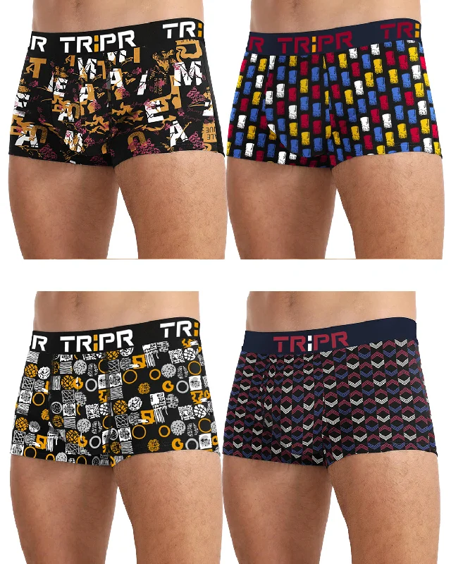 Solid - color men's trunks in various shadesMen Printed Trunk Combos - PACK OF 4