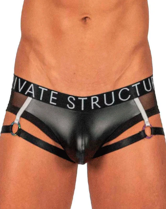 Men's briefs with a lace trim for a touch of flairPrivate Structure Lcut4419 Alpha Low Waist Garter Mini Black