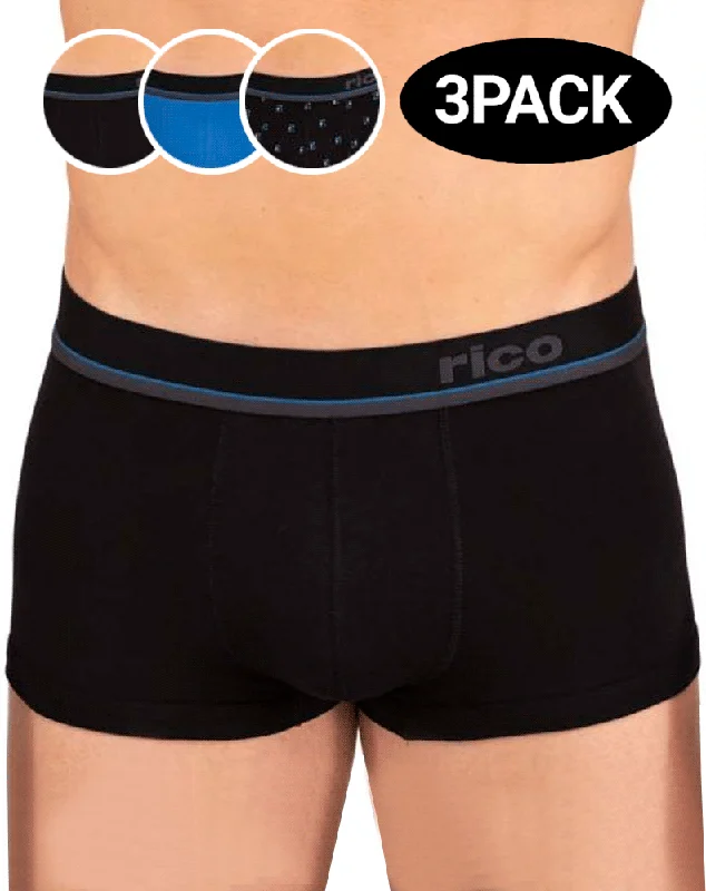 Men's trunks with a reinforced crotch areaRico 250109 3pk Brazilian Trunks Black-blue