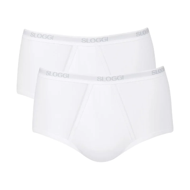 Seamless men's briefs for a smooth look under clothesSloggi Men Basic Fly Front Maxi 2 Pack - White