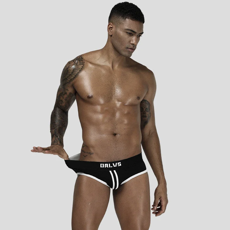 Men's briefs with a double - layer pouch for extra protectionStriped Racer Briefs