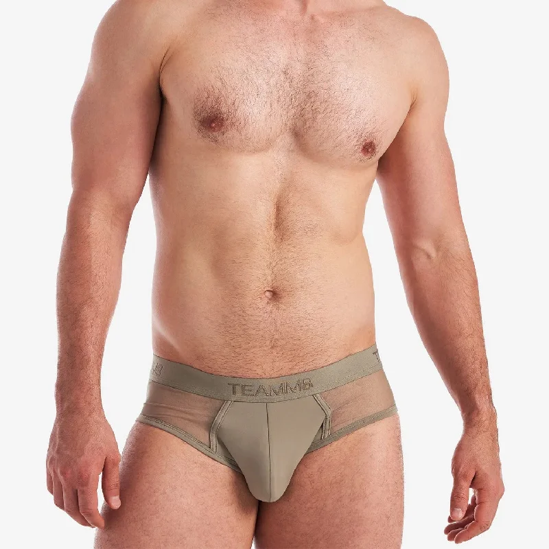 Bright - colored men's briefs for a bold statementTeamm8 Score Sheer brief mesh army green