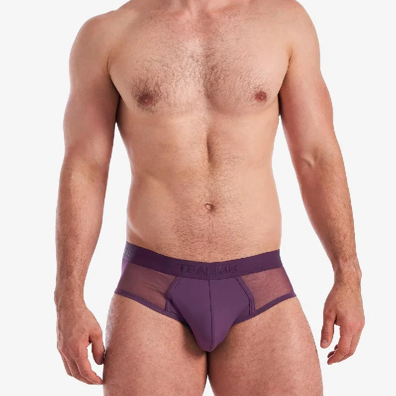 Vintage - style men's briefs for a retro lookTeamm8 Score Sheer brief mesh plum purple