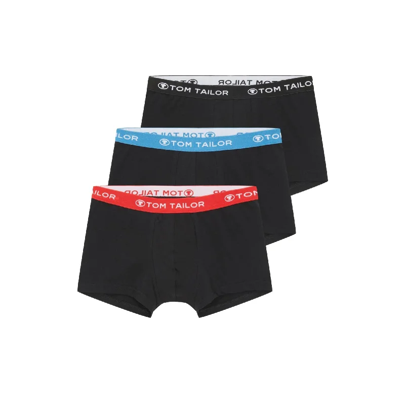 Designer men's trunks with a fashionable edgeTom Tailor Hip Trunks 3 Pack - Red / Blue / Black