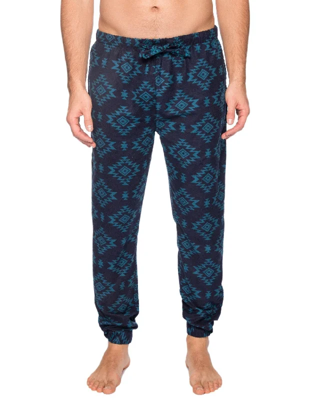 Loungewear - style men's robes for casual daysMen's 100% Cotton Flannel Jogger Lounge Pant - Aztec Navy/Teal