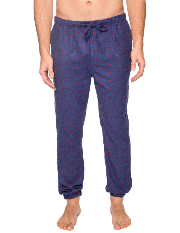 Luxury men's silk robes for a spa - like experienceMen's 100% Cotton Flannel Jogger Lounge Pant - Double Diamond Navy/Red