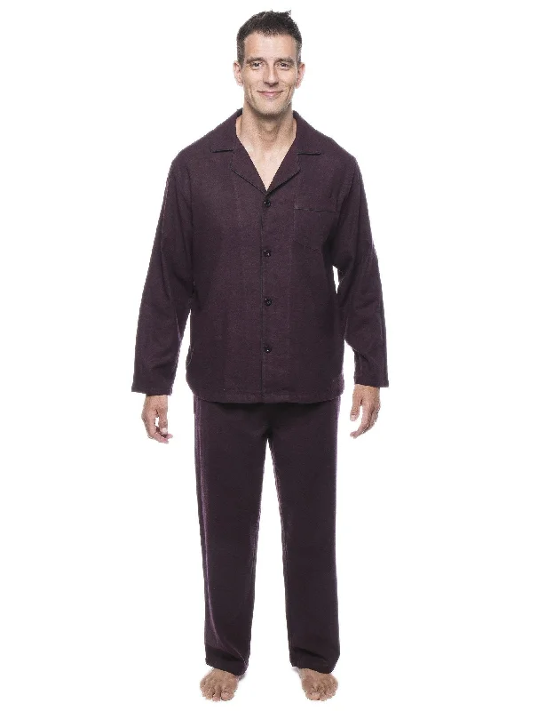 Men's robes made from sustainable materialsMen's 100% Cotton Flannel Pajama Set - Herringbone Fig/Black