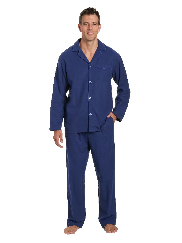 Loungewear - style men's robes for casual daysMen's 100% Cotton Flannel Pajama Set - Herringbone Navy