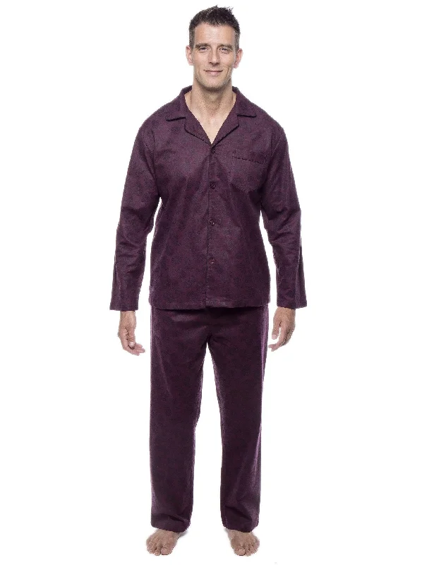 Monogrammed men's robes as a personalized giftMen's 100% Cotton Flannel Pajama Set - Paisley Fig/Black