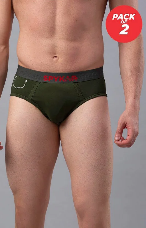 Patterned men's briefs with unique printsUnderjeans by Spykar Men Premium Olive Brief