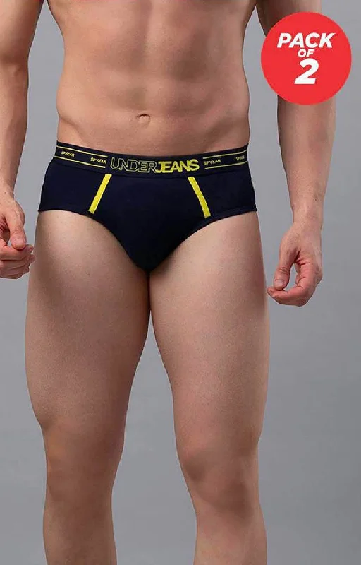 Vintage - style men's briefs for a retro lookUnderjeans by Spykar Men Premium Navy Brief