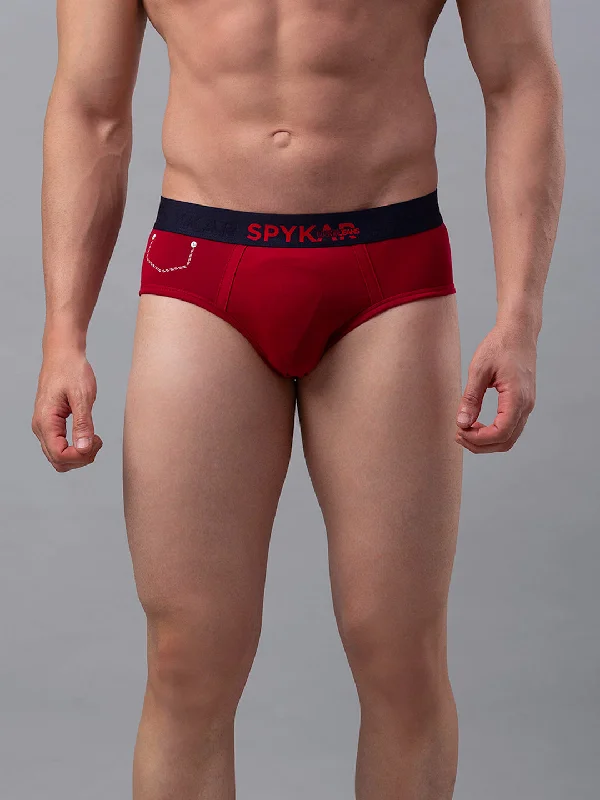 Soft cotton men's briefs for ultimate comfortMen Premium Cotton Blend Maroon Brief- Underjeans By Spykar