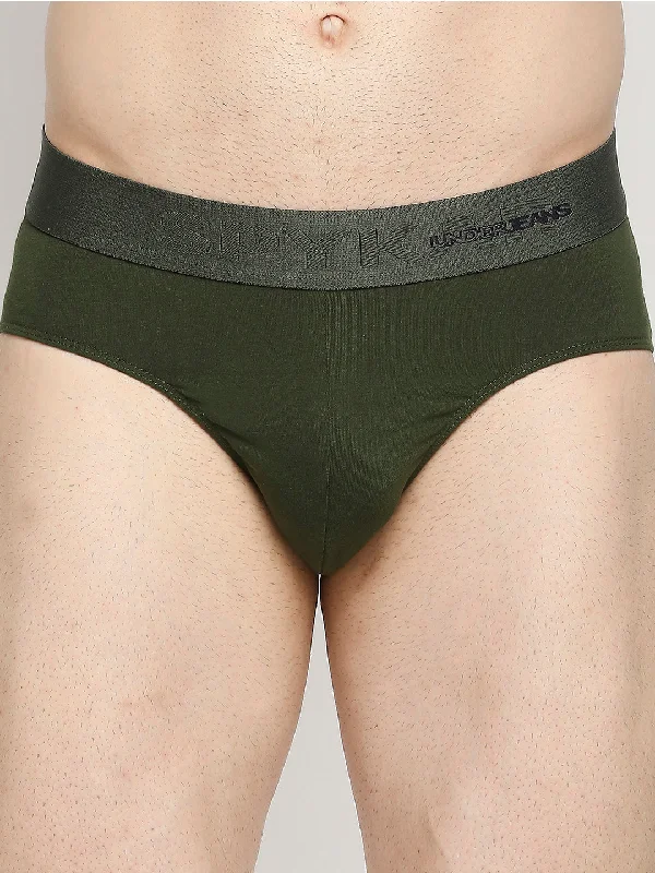 Soft cotton men's briefs for ultimate comfortUnderjeans By Spykar Men Premium Cotton Blend Olive Brief