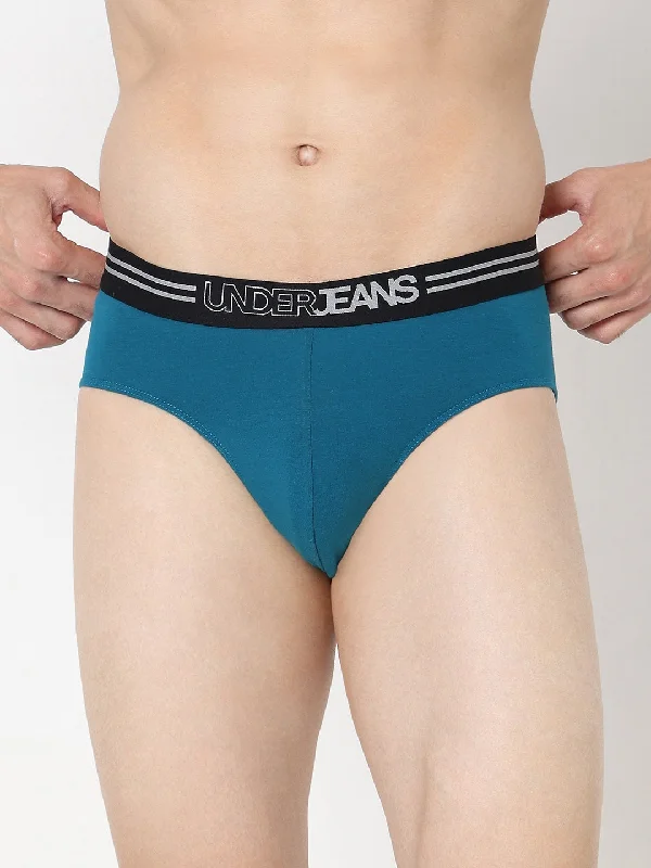 Organic men's briefs for an eco - friendly choiceUnderjeans by Spykar Men Premium Teal Blue Brief